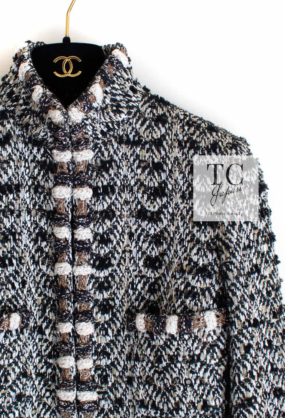 CHANEL 12PF Brown Black Metallic Tweed Jacket Skirt Suit 36 シャネル ブラウン ブラック メタリック ツイード ジャケット スカート スーツ 即発 - TC JAPAN