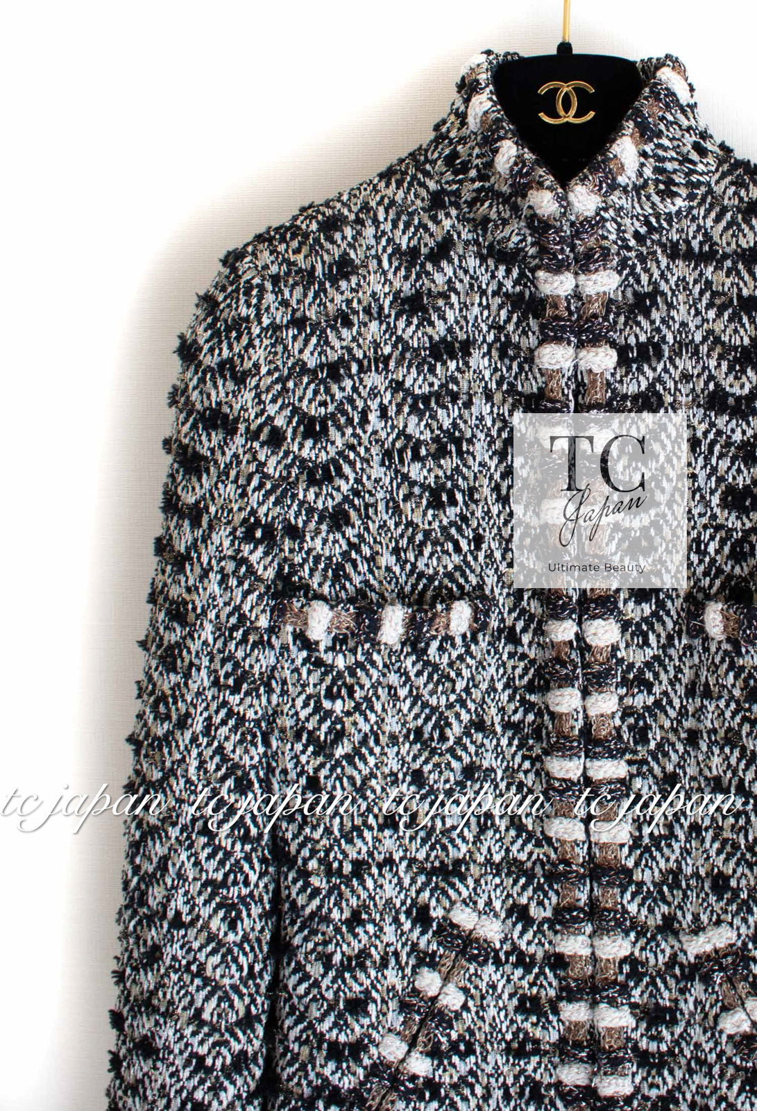 CHANEL 12PF Brown Black Metallic Tweed Jacket Skirt Suit 36 シャネル ブラウン ブラック メタリック ツイード ジャケット スカート スーツ 即発 - TC JAPAN