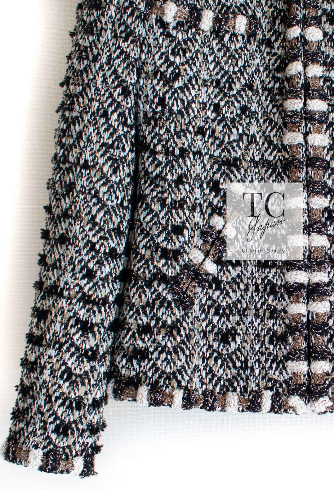 CHANEL 12PF Brown Black Metallic Tweed Jacket Skirt Suit 36 シャネル ブラウン ブラック メタリック ツイード ジャケット スカート スーツ 即発 - TC JAPAN