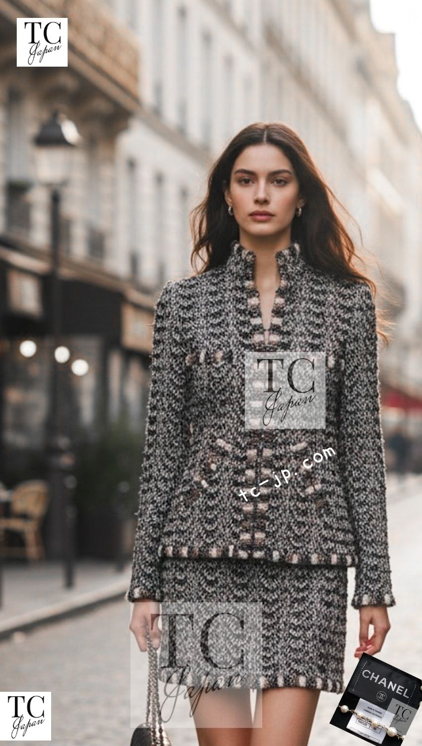 CHANEL 12PF Brown Black Metallic Tweed Jacket Skirt Suit 36 シャネル ブラウン ブラック メタリック ツイード ジャケット スカート スーツ 即発