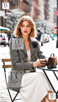 CHANEL 06A Black Herringbone Chevron Wool Tweed Jacket Kate Moss 38 シャネル ブラック シェベロン ウール ツイード ジャケット ケイトモス着 即発 - TC JAPAN