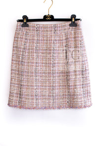 CHANEL 07C Pink Beige Multi Collarless Tweed Jacket Skirt Suit 36 シャネル ピンク ベージュ ノーカラー ツイード ジャケット スカート スーツ 即発
