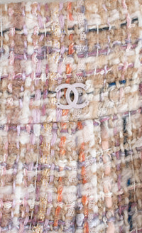 CHANEL 07C Pink Beige Multi Collarless Tweed Jacket Skirt Suit 36 シャネル ピンク ベージュ ノーカラー ツイード ジャケット スカート スーツ 即発