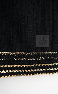 CHANEL 17PF Black Gold Trim Wool Tweed Jacket Skirt Suit 34 シャネル ブラック ゴールド トリミング ウール ジャケット スカート スーツ 即発