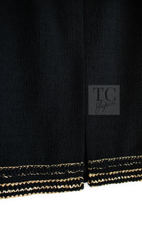 CHANEL 17PF Black Gold Trim Wool Tweed Jacket Skirt Suit 34 シャネル ブラック ゴールド トリミング ウール ジャケット スカート スーツ 即発