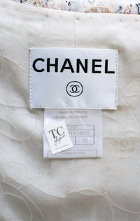 シャネル CHANEL ジャケット スカート スーツ 04S ピンク アイボリー フリンジ ノーカラー ツイード 38 42 - TC JAPAN