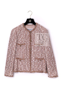 CHANEL Jacket Skirt Suit 06S Red White Brown Tweed Karl Lagerfeld 2
