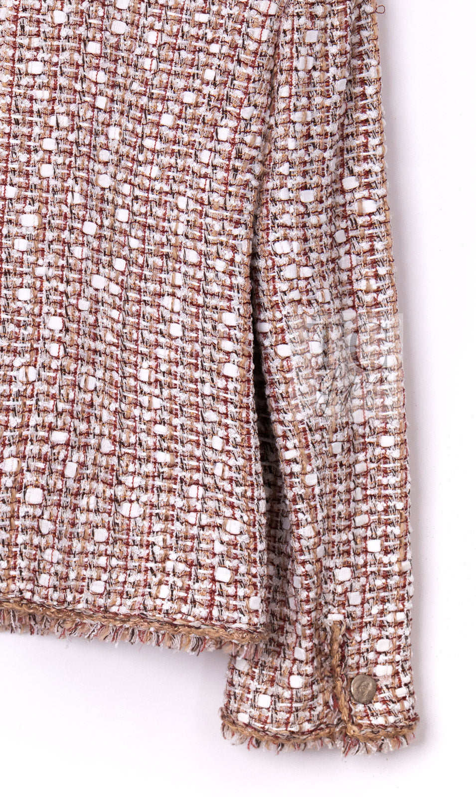 CHANEL Jacket Skirt Suit 06S Red White Brown Tweed Karl Lagerfeld 15