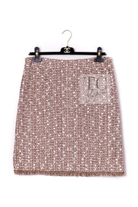 CHANEL Jacket Skirt Suit 06S Red White Brown Tweed Karl Lagerfeld 8