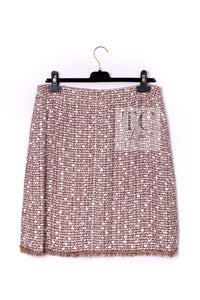 CHANEL Jacket Skirt Suit 06S Red White Brown Tweed Karl Lagerfeld 16