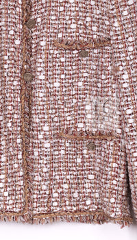 CHANEL Jacket Skirt Suit 06S Red White Brown Tweed Karl Lagerfeld 3