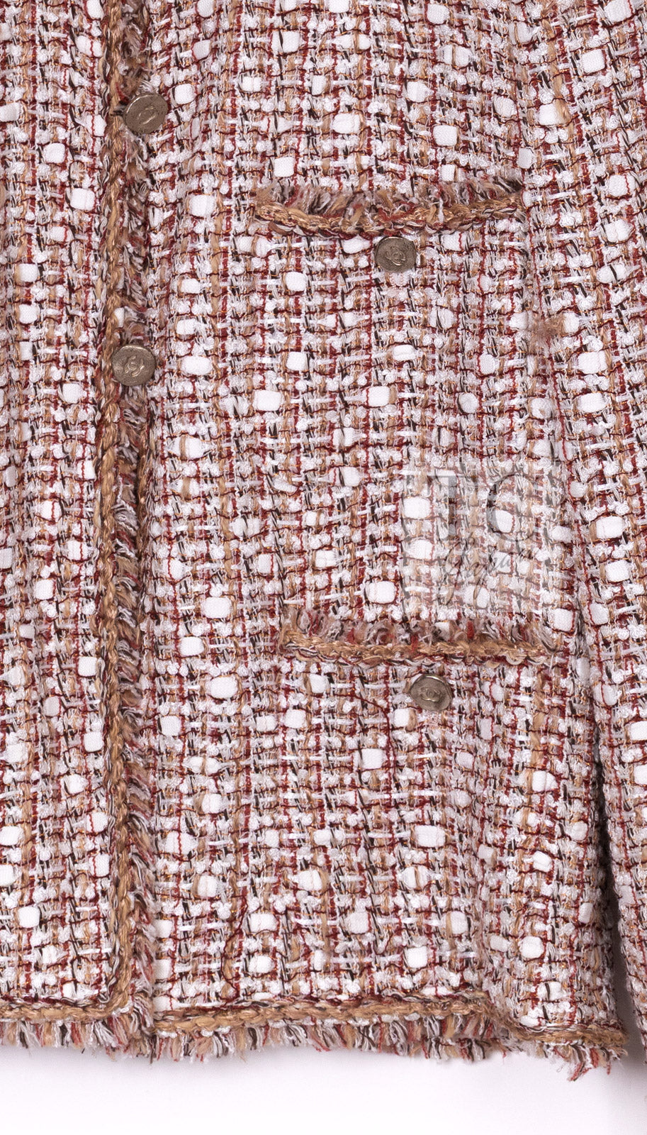 CHANEL Jacket Skirt Suit 06S Red White Brown Tweed Karl Lagerfeld 3