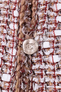 CHANEL Jacket Skirt Suit 06S Red White Brown Tweed Karl Lagerfeld 4