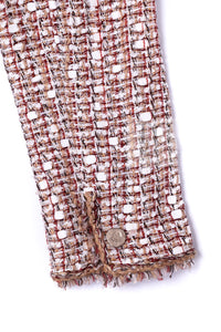 CHANEL Jacket Skirt Suit 06S Red White Brown Tweed Karl Lagerfeld 5