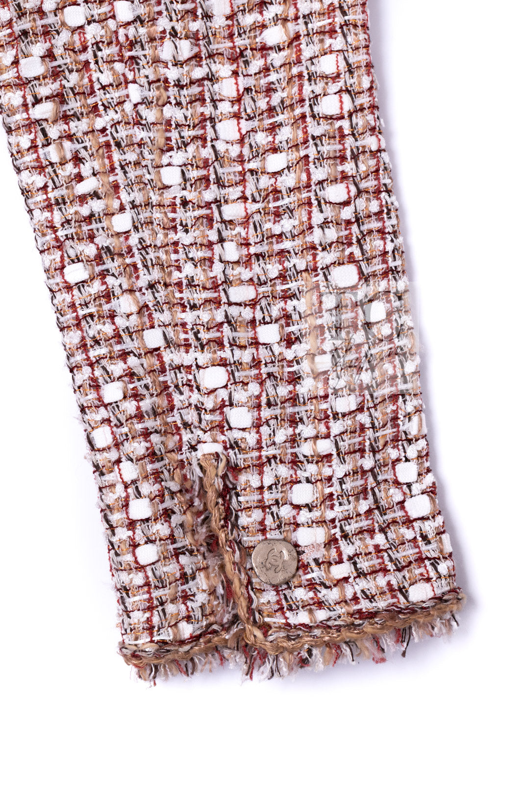CHANEL Jacket Skirt Suit 06S Red White Brown Tweed Karl Lagerfeld 5