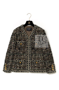 シャネル ジャケット スカート スーツ CHANEL 16PF ブラウン ミックス ジッパー ツイード 36 38