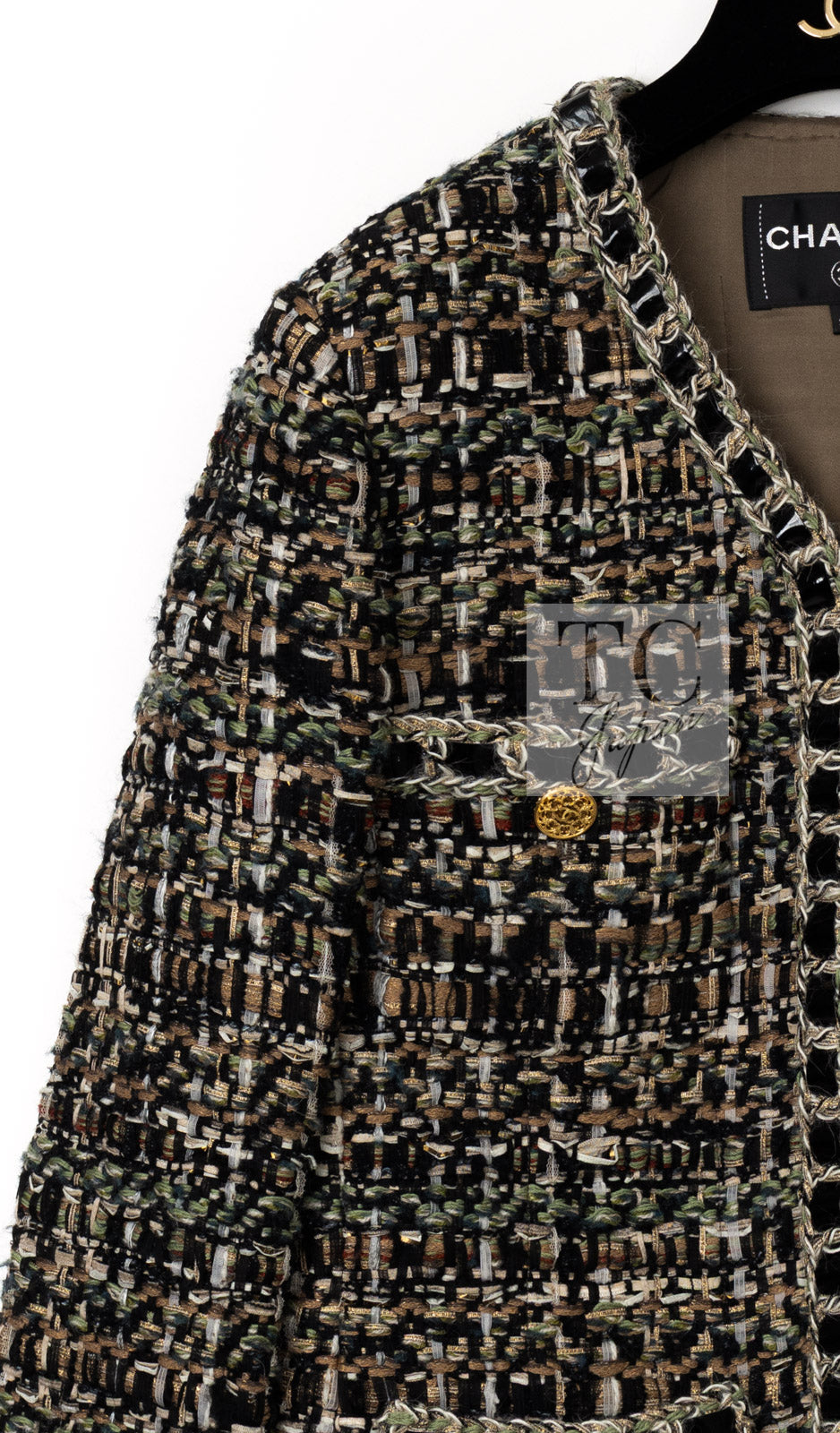 シャネル ジャケット スカート スーツ CHANEL 16PF ブラウン ミックス ジッパー ツイード 36 38