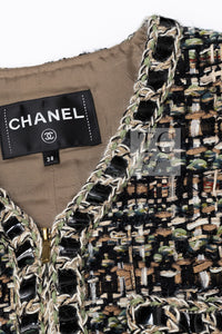 シャネル ジャケット スカート スーツ CHANEL 16PF ブラウン ミックス ジッパー ツイード 36 38