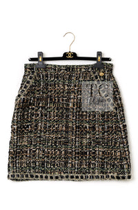 シャネル ジャケット スカート スーツ CHANEL 16PF ブラウン ミックス ジッパー ツイード 36 38