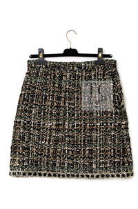 シャネル ジャケット スカート スーツ CHANEL 16PF ブラウン ミックス ジッパー ツイード 36 38