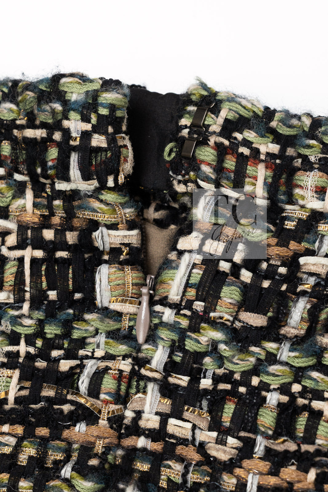 シャネル ジャケット スカート スーツ CHANEL 16PF ブラウン ミックス ジッパー ツイード 36 38