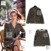 CHANEL 16PF Brown Mix Zipper Tweed Jacket Skirt Suit 36 38 1