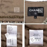 CHANEL 16PF Brown Mix Zipper Tweed Jacket Skirt Suit 36 38 8