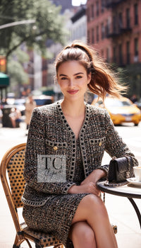 CHANEL 16PF Brown Mix Zipper Tweed Jacket Skirt Suit 36 38 17