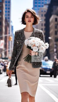 CHANEL 16PF Brown Mix Zipper Tweed Jacket Skirt Suit 36 38 10