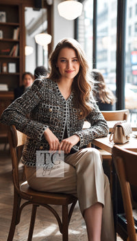 CHANEL 16PF Brown Mix Zipper Tweed Jacket Skirt Suit 36 38 12