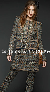 CHANEL 16PF Brown Mix Zipper Tweed Jacket Skirt Suit 36 38 | US
