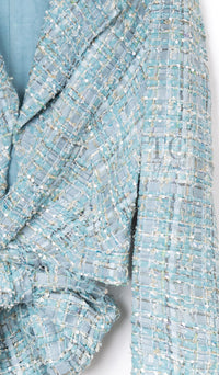 CHANEL 11S Sky Blue Lesage Sequin Silk Cotton Tweed Jacket Skirt Suit 38 10