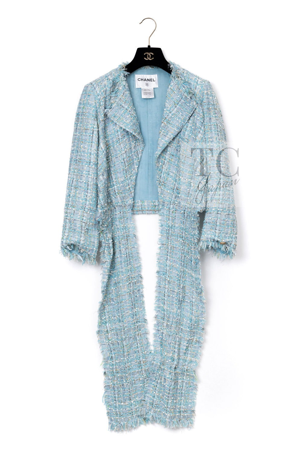 CHANEL 11S Sky Blue Lesage Sequin Silk Cotton Tweed Jacket Skirt Suit 38 11