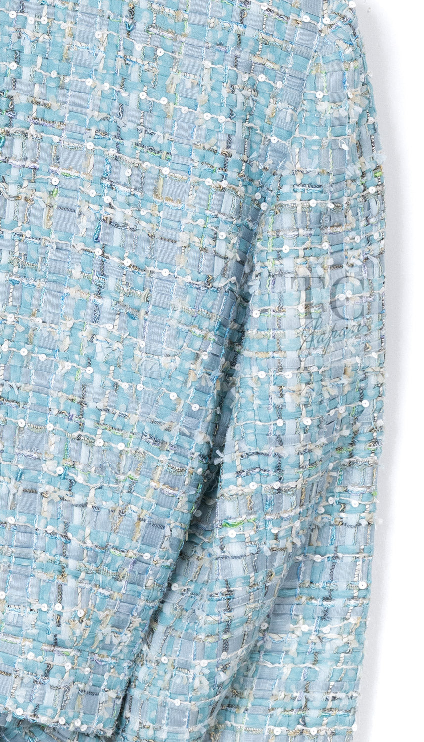 CHANEL 11S Sky Blue Lesage Sequin Silk Cotton Tweed Jacket Skirt Suit 38 13