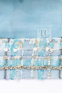 CHANEL 11S Sky Blue Lesage Sequin Silk Cotton Tweed Jacket Skirt Suit 38 15