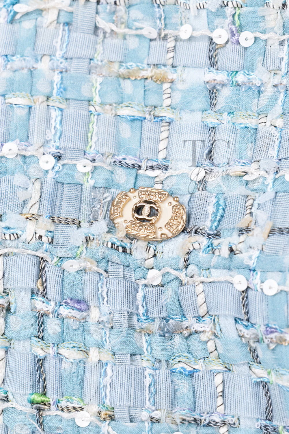 CHANEL 11S Sky Blue Lesage Sequin Silk Cotton Tweed Jacket Skirt Suit 38 20