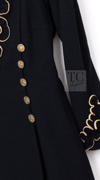 CHANEL Vintage Black Gold CC Buttons Tweed Jacket Skirt Suit 38 17
