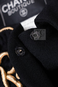 CHANEL Vintage Black Gold CC Buttons Tweed Jacket Skirt Suit 38 4