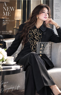 CHANEL Vintage Black Gold CC Buttons Tweed Jacket Skirt Suit 38 15