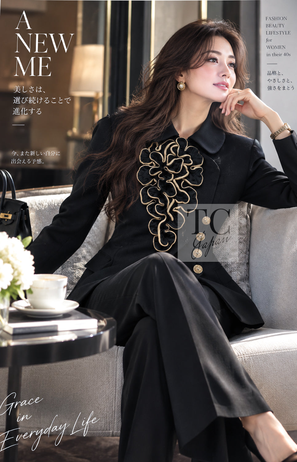CHANEL Vintage Black Gold CC Buttons Tweed Jacket Skirt Suit 38 15