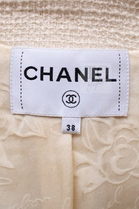 CHANEL 17PF Ivory Creme Gold Trim Wool Tweed Jacket Skirt Suit 38 18
