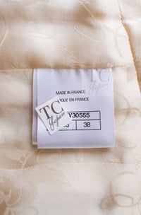 CHANEL 17PF Ivory Creme Gold Trim Wool Tweed Jacket Skirt Suit 38 19