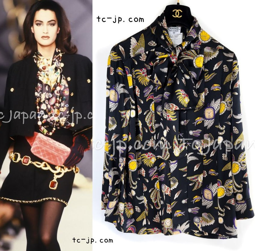 【超希少】CHANEL シャネル ヴィンテージ ベロア シャツ 黒 サイズ40 シャネル ブラウス シャツ CHANEL ヴィンテージ ブラック サテン