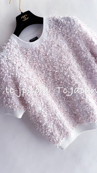 CHANEL 16C White Red Dot Ribbon Embellishments Knit Pullover Sweater Tops 36 40 42 シャネル ホワイト レッド ドット リボン ニット プルオーバー セーター トップス 即発
