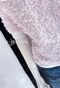 CHANEL 16C White Red Dot Ribbon Embellishments Knit Pullover Sweater Tops 36 40 42 シャネル ホワイト レッド ドット リボン ニット プルオーバー セーター トップス 即発