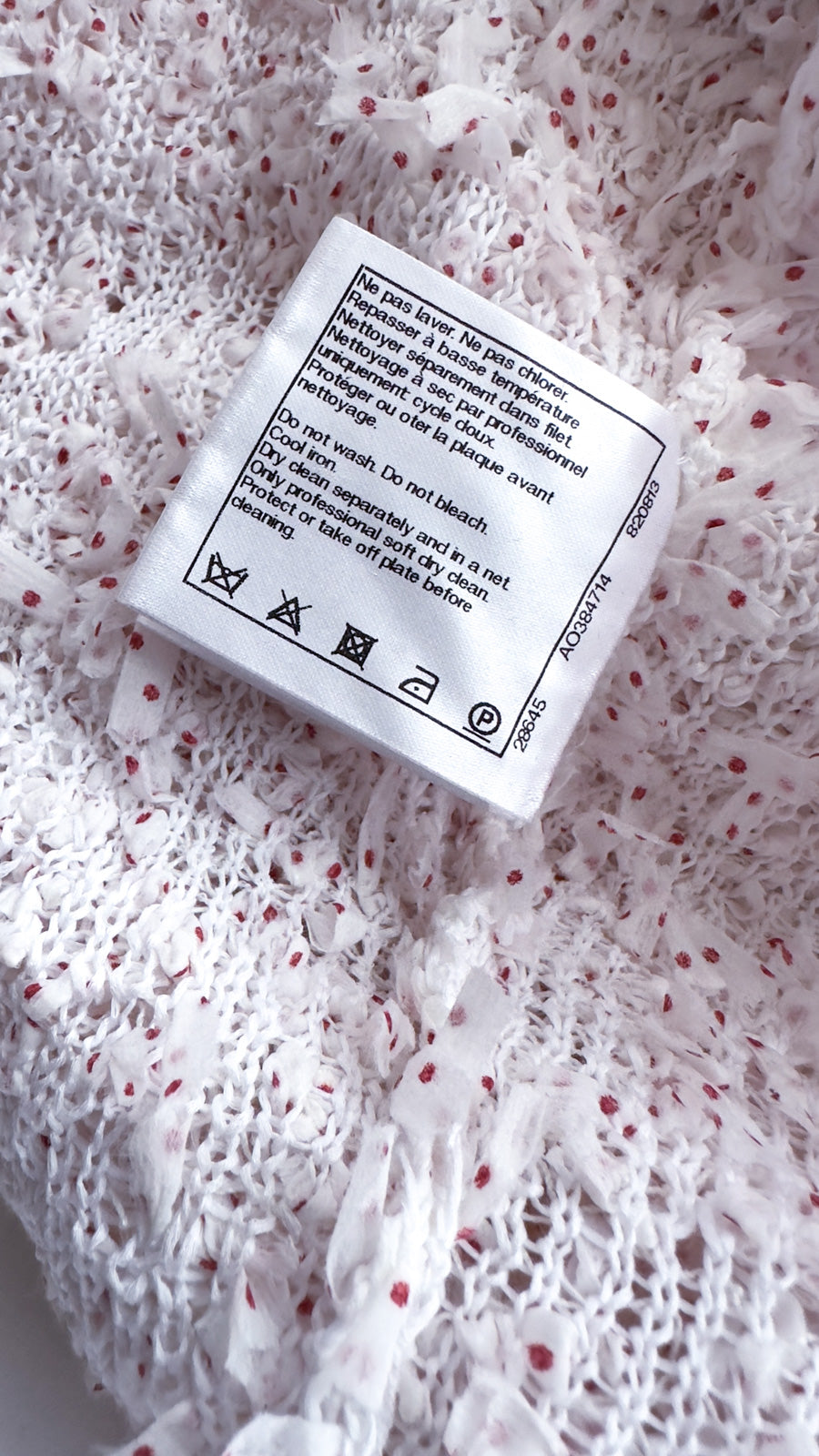 シャネル セーター トップス CHANEL ホワイト レッド ドット リボン