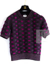 CHANEL 14A Purple Pink Violet Wool Mohair Ribbon Lips Knit Sweater 38 シャネル パープル マジェンタ リボン リップ ウール モヘア ニット セーター 即発