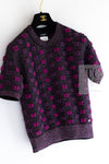 CHANEL 14A Purple Pink Violet Wool Mohair Ribbon Lips Knit Sweater 38 シャネル パープル マジェンタ リボン リップ ウール モヘア ニット セーター 即発