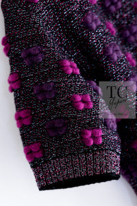CHANEL 14A Purple Pink Violet Wool Mohair Ribbon Lips Knit Sweater 38 シャネル パープル マジェンタ リボン リップ ウール モヘア ニット セーター 即発