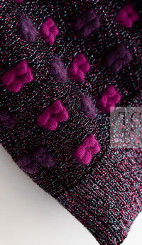 CHANEL 14A Purple Pink Violet Wool Mohair Ribbon Lips Knit Sweater 38 シャネル パープル マジェンタ リボン リップ ウール モヘア ニット セーター 即発